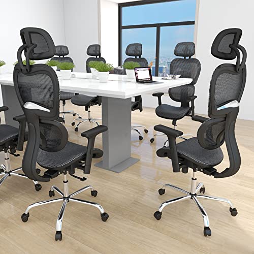 JHK ERGONOMIC HIGH BACK OFFICE CHAIR WITH HEADREST, LUMBAR SUPPORT - BLACK - Like New