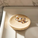 PHINILUX ROUND TRAVERTINE TRAY FOR JEWELRY MARBLE TRINKET DISH TRAY - BEIGE - Like New