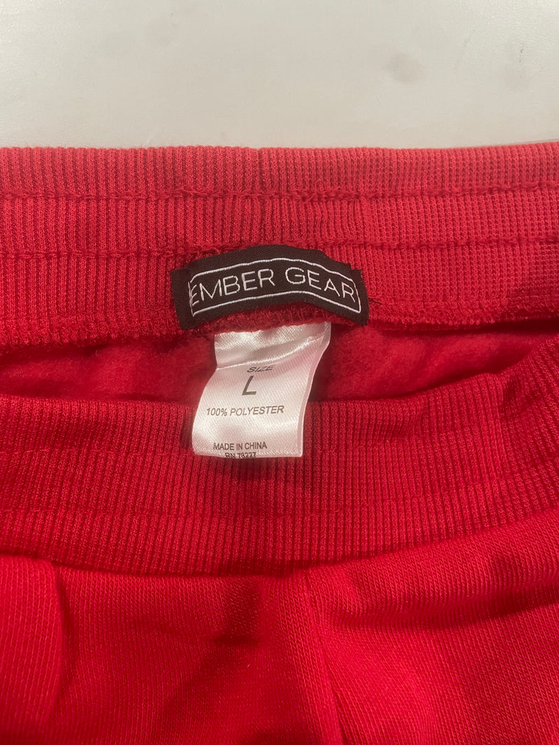 EMBER GEAR SLIM-FIT FLEECE JOGGER SWEATPANTS WITH POCKETS - SIZE: L - RED - Brand New