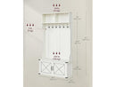 VASAGLE HALL TREE WITH BENCH SHOE STORAGE, COAT RACK  SHOE BENCH - RUSTIC WHITE - Like New