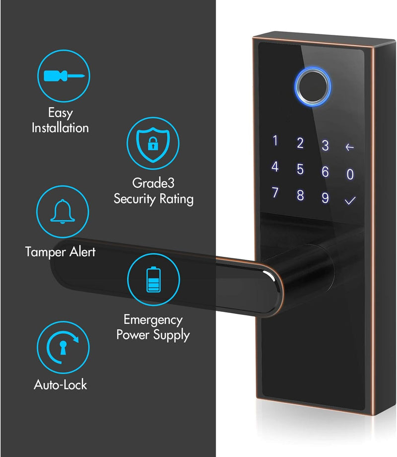 iMagic Electronic Fingerprint Door Lock, Keypad Entry Door Lock - Aged Bronze Like New