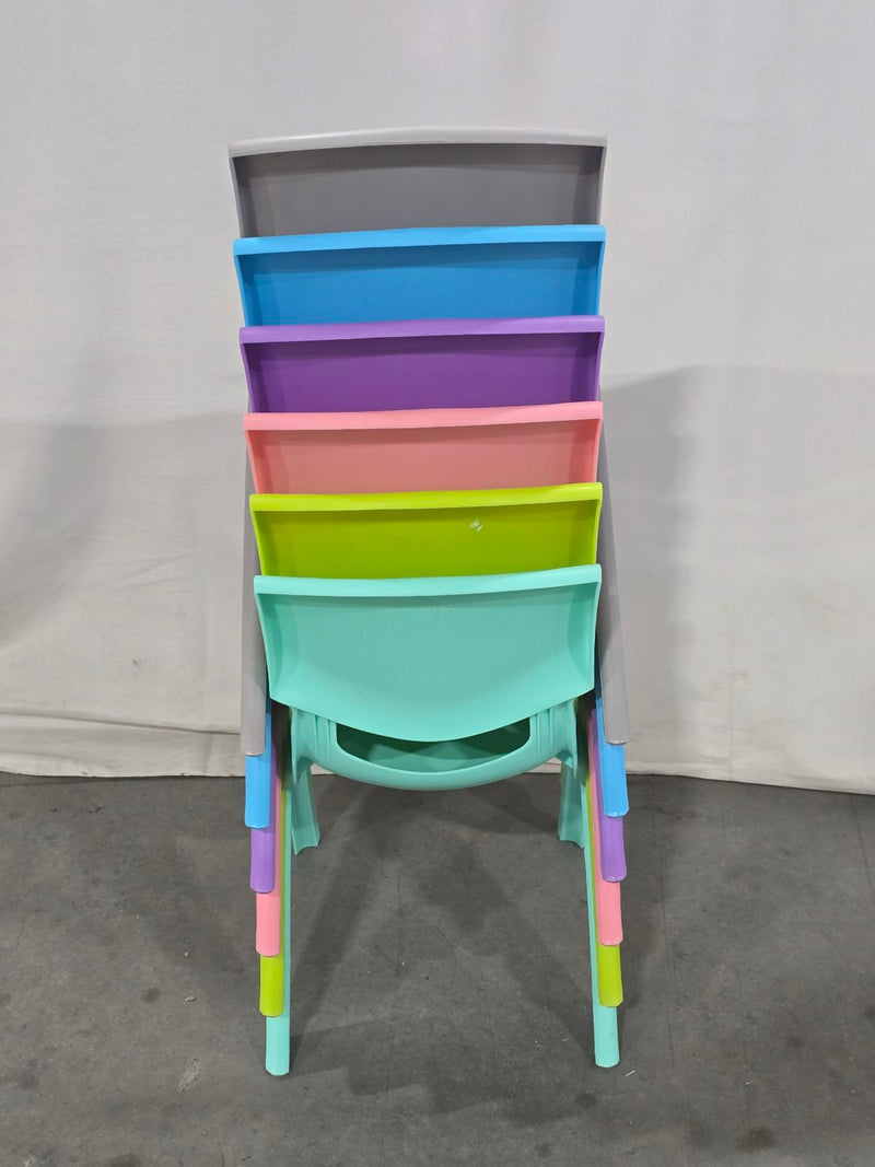 AXIDOU 6 PACK PREMIUM 11" H PLASTIC STACKABLE SCHOOL CHAIRS - MULTICOLOR - Like New