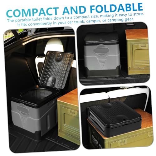 ZERODEKO PORTABLE FOLDING TOILET FOR ADULTS COMPACT CAMPING TOILET BLACK/GRAY - Brand New