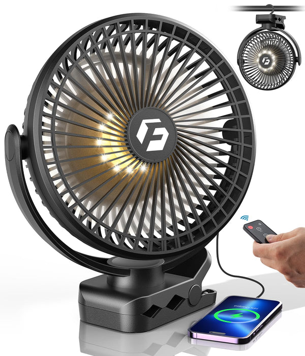 KORBOT 24000MAH CLIP ON FAN 8-INCH PORTABLE RECHARGEABLE FANS - BLACK - Like New