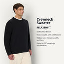 AMAZON ESSENTIALS RELAXED COTTON BLEND TEXTURED CREW PULLOVER MEN L BLACK - Brand New