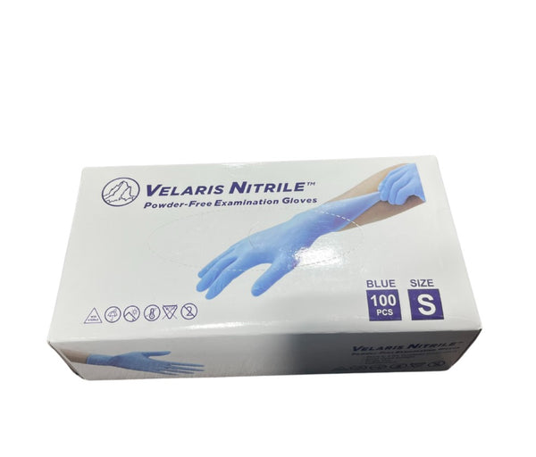 VELARIS NITRILE GLOVES BLUE -100 PC BOX SMALL - BLUE - Brand New