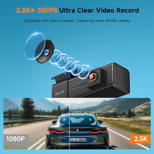 Veement 2.5K 1440P WiFi Dash Camera Car App Mini Free 32GB SD Card - Black - Like New