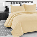 BASIC CHOICE 3-Piece Quilted Bedspread Set (Queen, Wave/Beige) - B0786STN8J - Brand New