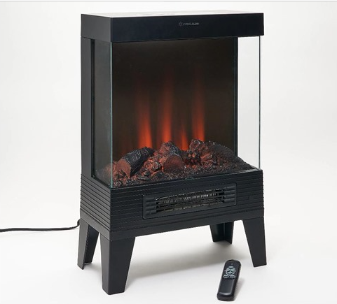 LIVING GLOW 3D VIEW STOVE HEATER & REALISTIC FLAME WITH REMOTE - BLACK - Like New