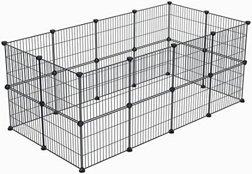 LURIVA SMALL ANIMAL PLAYPEN GGUINEA PIG CAGES 15 X 12 INCH, 24 PANELS BLACK - Like New