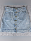 FREE ASSEMBLY MINI SKIRT WASH GOLD BUTTON HIGH WAIST SIZE 4 - LIGHT BLUE JEAN - Like New