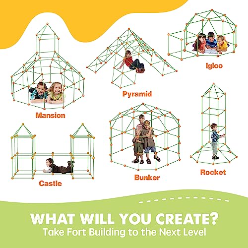 TINY LAND FORT BUILDING KIT CREATIVE FORT 5,6,7,8 YEARS OLD - ORANGE-GREEN - Like New