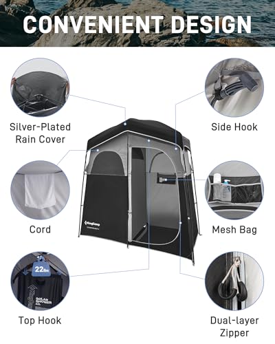 KINGCAMP CAMPING SHOWER TENT OVERSIZE SPACE TENT PORTABLE TENT BLACK/GRAY - Like New