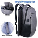 LAPACKER 15.6 Anti Theft Slim Water Resistant Laptop Backpack - Light Grey/Port - Brand New