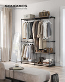 SONGMICS OPEN WARDROBE CLOTHES RAIL CLOTHES RAIL COAT RACK 3 138 X 43 X 182 CM - Like New