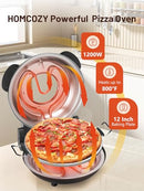 HOMCOZY ELECTRIC PIZZA OVEN INDOOR GLAZED CERAMIC STONE QL32WT - BLACK - Like New