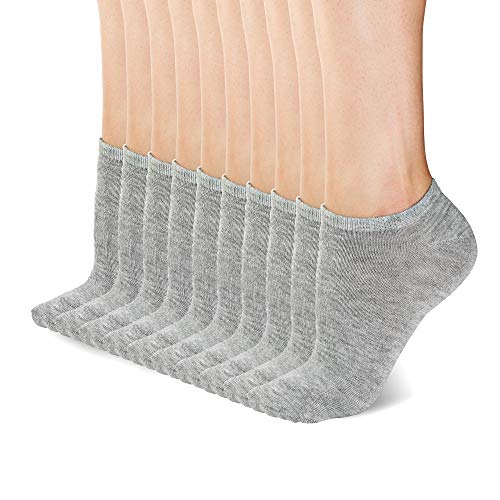 MD-BC60WWPB BORN WOMEN'S 10-PACK PERFORMANCE NO SHOW SOCKS, SIZE 9-11, GRAY - Brand New