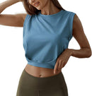 ARRIVE GUIDE CROP TOP ATHLETIC SHIRTS FOR WOMEN - SIZE: WOMEN L - STEELBLUE - Brand New