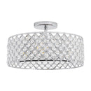 PARROT UNCLE 14.76" MODERN CHROME CRYSTAL SEMI CEILING LAMP LIGHT - SILVER - Like New