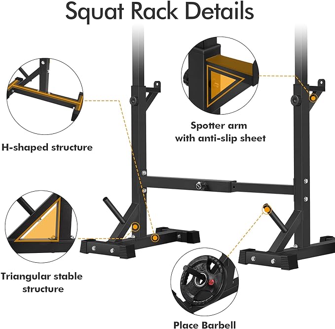 BangTong&Li Squat Barbell Bench Press Home Gym Adjustable Rack HD-SDJ-B - BLACK - Like New