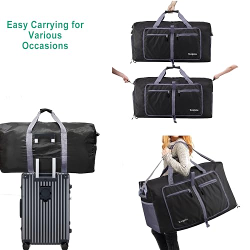Woogwin Travel Duffel Bag Large Foldable Waterproof Overnight Bag 150L - BLACK - Like New