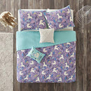Urban Habitat Kids Reversible Cotton Quilt Set, 5 Pieces - Unicorn Purple - Brand New