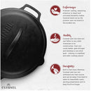 Cuisinel Pre-Seasoned Cast Iron Dual Handle Skillet with CI Lid 12in - BLACK - Like New