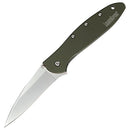KERSHAW POCKET KNIFE, 3 INCH FOLDING BLADE, MADE IN THE USA - LEEK-OLIVE - Like New