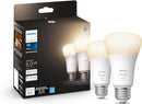 PHILIPS HUE SMART 60W A19 LED BULB SOFT WARM WHITE LIGHT 800LM 2 PACK - WHITE Like New