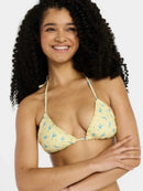 NO BOUNDARIES YELLOW FLORAL TRIANGLE BIKINI, SIZE SMALL - YELLOW - Brand New