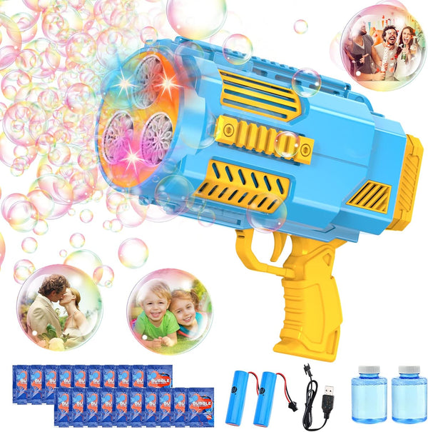 BMONATY Bubble Machine Automatic Bubble Gun for Kid Rocket Bubbles - BLUE - Like New