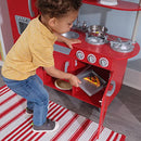 KIDKRAFT VINTAGE WOODEN PLAY KITCHEN WITH STAINLESS STEEL LOO TRIM - RED - Brand New