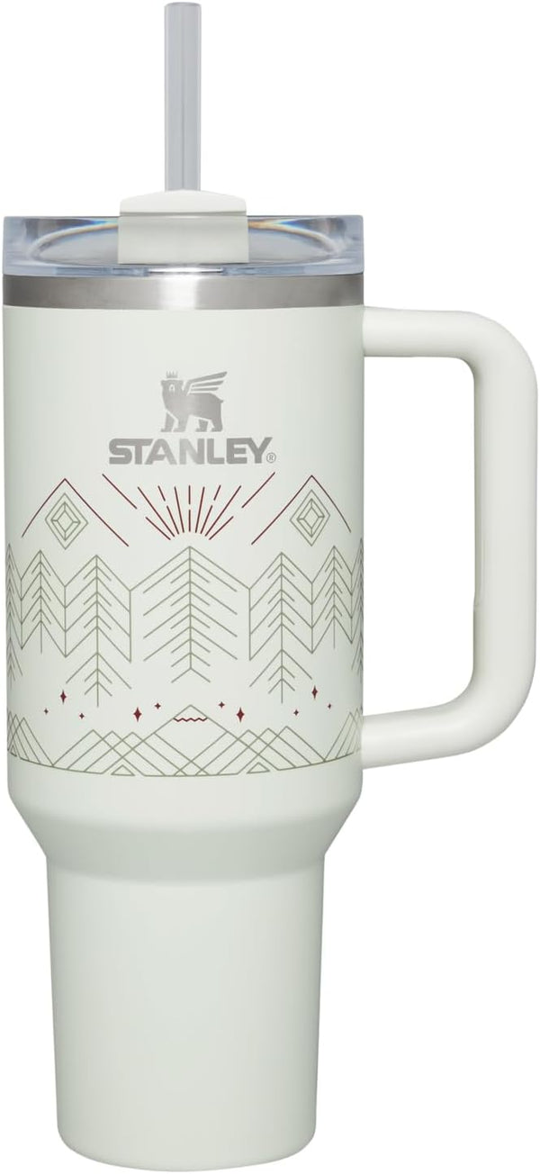 STANLEY WINTERSCAPE QUENCHER H2.0 FLOWSTATE TUMBLER 40 OZ QUENCHER-H20 - WHITE Like New