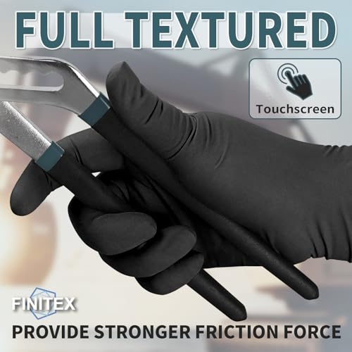 FINITEX BLACK NITRILE DISPOSABLE GLOVES 5MIL POWDER-FREE MEDICAL EXAM (LARGE) - Brand New