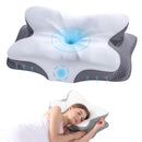 Memory Foam Cervical Neck Pillow For Support And Pain Relief - WHITE/GRAY - Like New