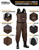 FOXELLI CHEST WADERS WATERPROOF 4MM NEOPRENE MEN SIZE 8 BROWN - Like New