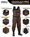 FOXELLI CHEST WADERS WATERPROOF 4MM NEOPRENE MEN SIZE 8 BROWN - Like New