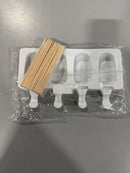 BZIDII 3PCS SILICONE POPSICLE MOLDS SET BZIDII 4 CAVITIES CAKE 60 STICKS - WHITE - Brand New