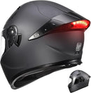 RSYSO FULL FACE MOTORCYCLE HELMET LED DUAL VISOR TAIL LIGHT SIZE: L - MATTE GRAY - Like New