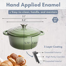 Lexi Home Cast Iron Enameled Dutch Oven Pot Lid 2.8 qt Sauce Pa LB6675 - Green - Like New