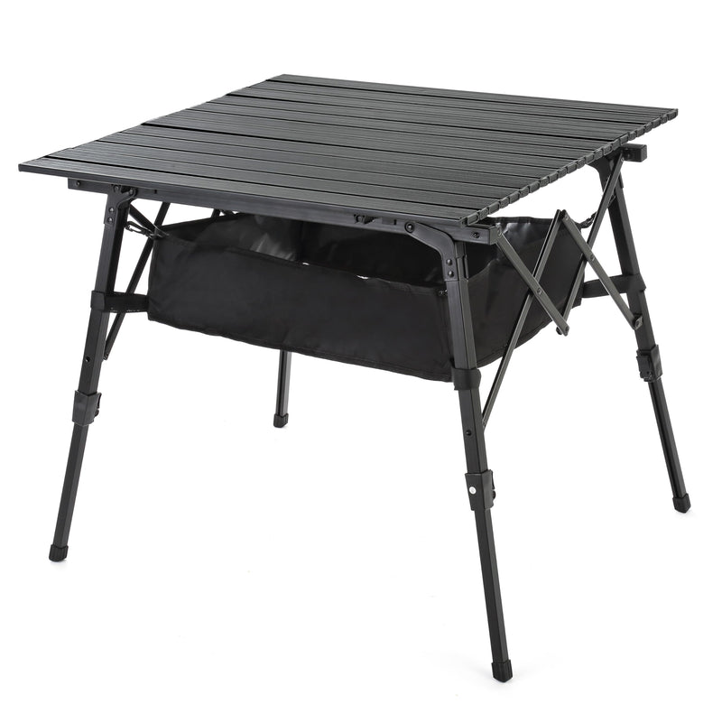 ARROWHEAD OUTDOOR 39" ALU FOLDING CAMP ROLL UP TABLE, HEIGHT ADJUSTABLE - BLACK - Like New