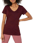 AZ0001 AMAZON ESSENTIALS WOMEN TECH V-NECK T-SHIRT 2-PACK SIZE L - BLACK/BURGDY - Brand New