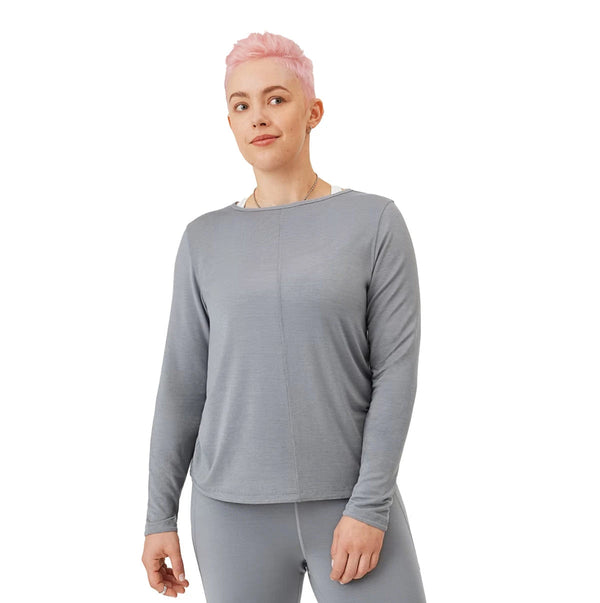 ALLBIRDS WOMEN'S NATURAL FLOW STUDIO LONG SLEEVE, SIZE S, MEDIUM GRAY - Like New