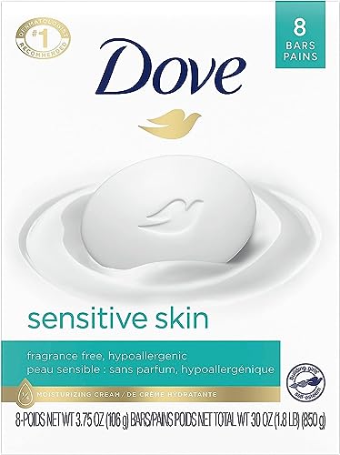 Dove Sensitive Skin Beauty Bar Unscente4oz(Pack of 8) - WHITE - Brand New