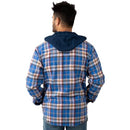 FIELD & STREAM MEN'S WIDGEON WAFFLE HOODED FLANNEL SHIRT 2XL SECURE BLUE PLAID - Like New