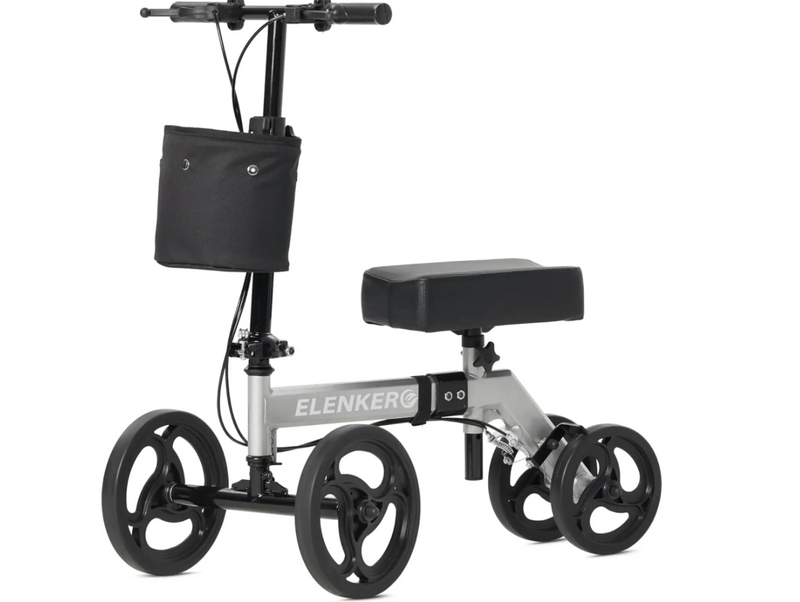 ELENKER YF-9002A STEERABLE DELUXE MEDICAL KNEE WALKER 10" WHEELS - SILVER - Like New