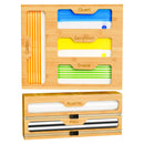 KOCWELL BAMBOO BAG STORAGE ORGANIZER - 2 WRAP DISPENSER WITH CUTTER & 4 SLOTS - Like New