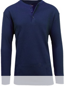 BLUE ICE GBH MEN'S WAFFLE-KNIT HENLEY THERMAL SHIRT - SIZE: MEN L - NAVY - Brand New