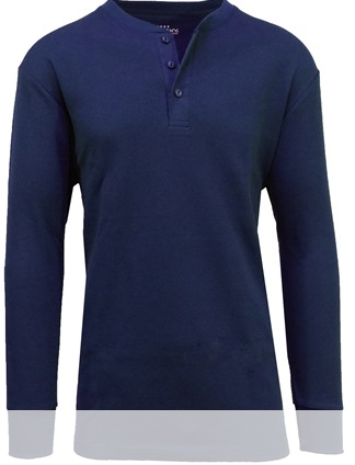 BLUE ICE GBH MEN'S WAFFLE-KNIT HENLEY THERMAL SHIRT - SIZE: MEN L - NAVY - Brand New