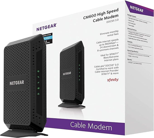 NETGEAR Cable Modem CM600 - Compatible Cable Providers Including Xfinity - Black Like New